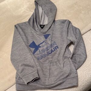 Under Armour Heather Gray Hoodie with Blue Graphic